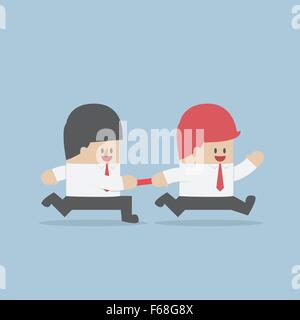 Businessman passing baton to the other in relay race, VECTOR, EPS10 Stock Vector