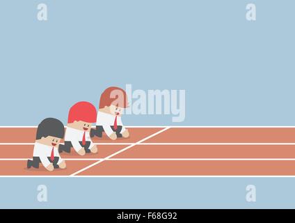 Businessman ready to run at start point, Business competition concept, VECTOR, EPS10 Stock Vector