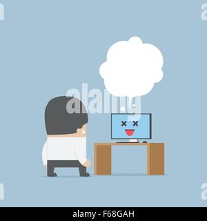Confused businessman with the error computer, VECTOR, EPS10 Stock Vector