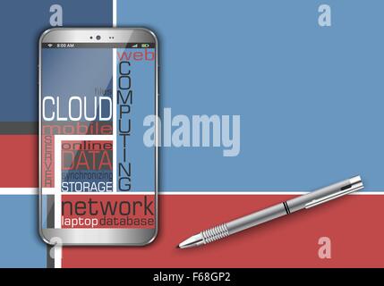 Smart phone as cloud computing concept design Stock Vector