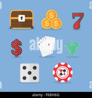 Set of Gambling & Slot Machine Icons, VECTOR, EPS10 Stock Vector