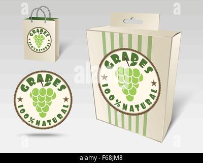 Paper packaging and labels for fruit, grapes Stock Vector