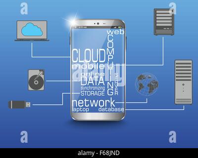 Smart phone as cloud computing concept design Stock Vector