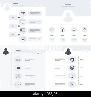set of timeline design set black and white style Stock Vector