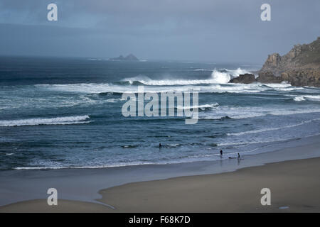 Gwynver beach rough waves Stock Photo