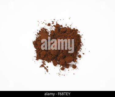 handful of freshly ground coffee on white background Stock Photo