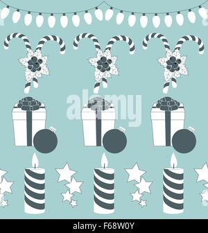 Christmas set isolated on blue Stock Vector