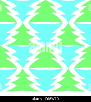 Seamless multicolored spruces isolated on white Stock Vector