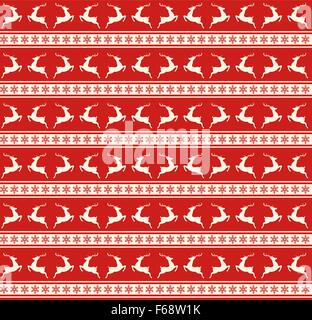 Seamless pattern christmas deers and snowflakes on red background ...