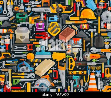 construction and repair. working tools set color icons Stock Vector