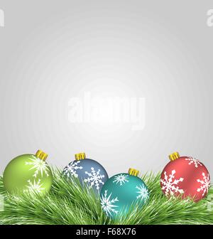 Christmas balls on pine branches Stock Vector