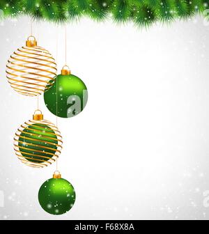 Christmas ball on pine on grayscale Stock Vector