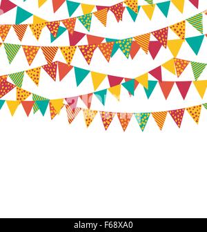 Multicolored Bright Buntings Garlands Flags with Ornament Isolat Stock Vector