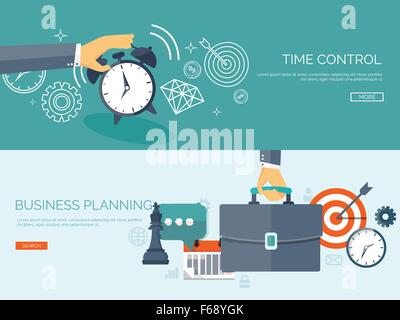 Flat business background. Portfolio. Time management. Alarm. Planning. Aims , smart solutions. Stock Vector