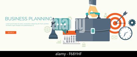 Flat business background. Portfolio. Time management. Alarm. Planning. Aims , smart solutions. Stock Vector