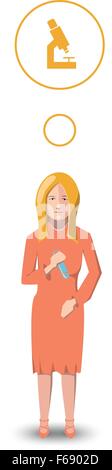 Flat character, biologist with profession icon Stock Vector