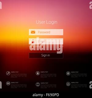 Login form page. with blurred background. Web site template, ui element ...