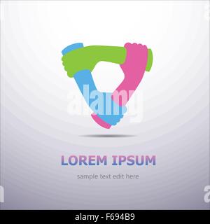Three organization cooperation colorful logo Stock Vector