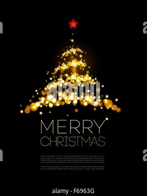 Shiny Christmas tree in black poster . Vector illustration Stock Vector ...