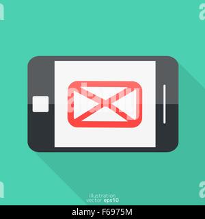 Smartphone. Flat design. Letter, message icon. Stock Vector