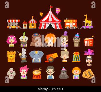 circus icons set. vector illustration Stock Vector