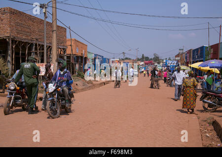 The main road in Kayonza, Rwanda. Stock Photo