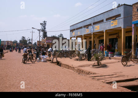 The main road in Kayonza, Rwanda. Stock Photo