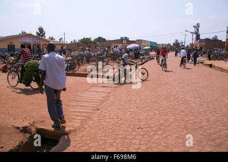 The main road in Kayonza, Rwanda. Stock Photo