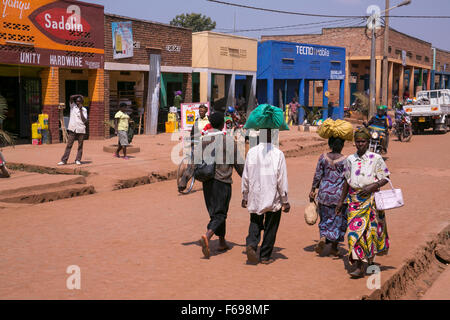 The main street in Kayonza, Rwanda Stock Photo