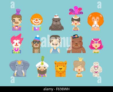 circus icons set. vector illustration Stock Vector