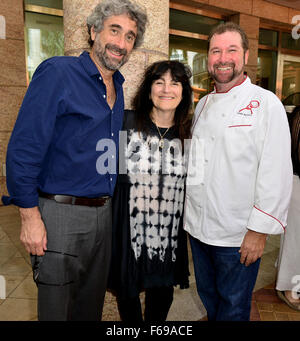 Ruth Reichl at her talk, lunch and autograph session on her new cookbook 'My Kitchen Year: 136 Recipes That Saved My Life' at The Café at Books & Books at The Adrienne Arsht Center  Featuring: Mitchell Kaplan, Ruth Reichl, Chef Allen Susser Where: Miami, Stock Photo