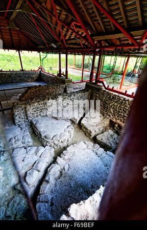 The Roman Town House in Dorchester is a ruin within Colliton Park, Dorchester, Dorset. Stock Photo