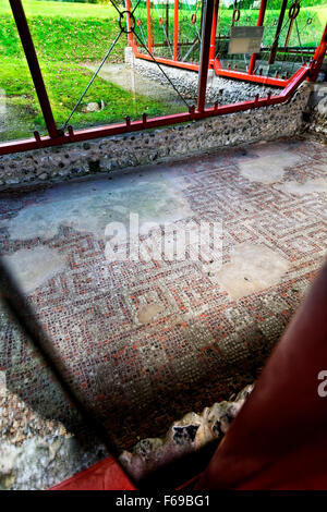 The Roman Town House in Dorchester is a ruin within Colliton Park, Dorchester, Dorset. Stock Photo