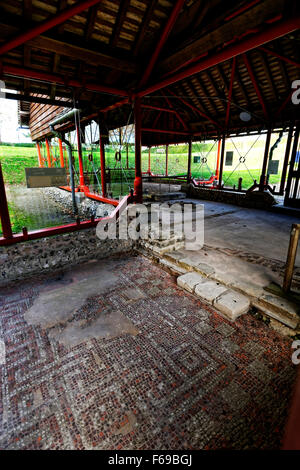 The Roman Town House in Dorchester is a ruin within Colliton Park, Dorchester, Dorset. Stock Photo