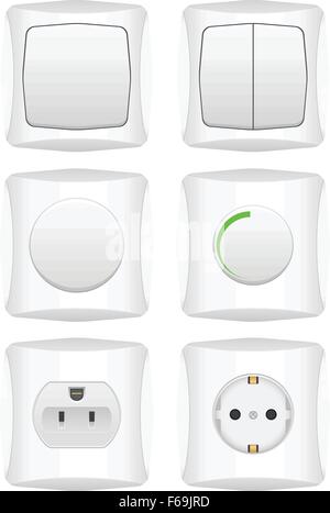 Electric switch set on a white background. Vector illustration. Stock Vector