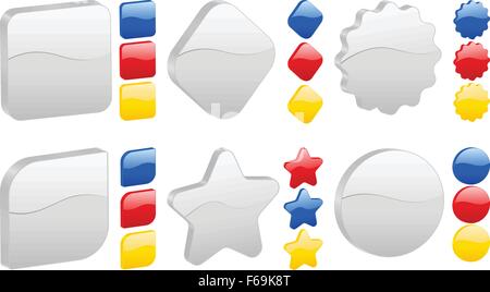 3D rounded icon set on a white background. Vector illustration. Stock Vector