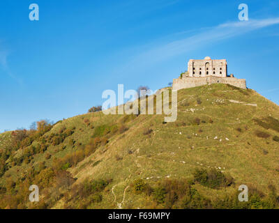 'Forte Diamante' old abandoned castle at the top of a steep hill  in defense of Genoa Stock Photo
