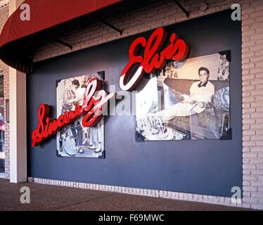 Sincerely Elvis sign and photographs at Graceland, the home of Elvis Presley, Memphis, Tennessee, United States of America. Stock Photo