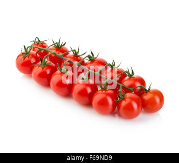 Ripe fresh cherry tomatoes on branch isolated on a white background. Stock Photo