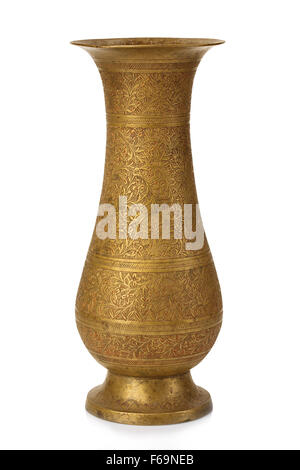 Vintage copper vase close-up isolated on a white background. Stock Photo