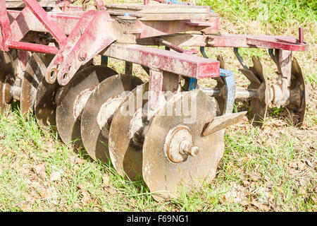 Tool for agriculture: part of the agricultural disc harrow machinery Stock Photo