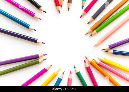Colored pencils on white background Stock Photo