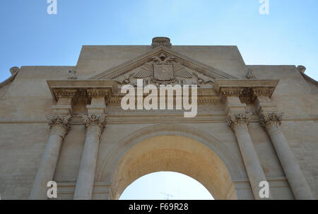 Triumphal Arch of Charles V, Porta Napoli, University Street, Lecce, Apulia Region, Lecce Province, Salentine Peninsula, Italy, Stock Photo