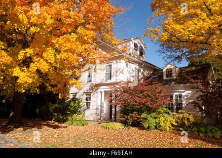 New England house in autumn, Salisbury, Connecticut CT USA Stock Photo