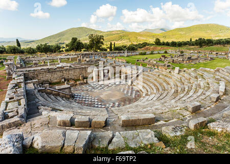 ruins of theater in Ancient Messinia, Greece Stock Photo
