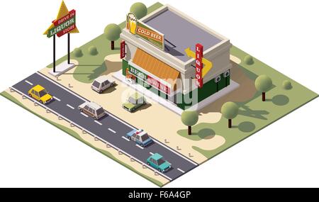 Vector isometric liquor store Stock Vector