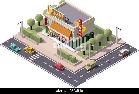 Vector isometric liquor store Stock Vector