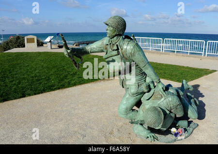 D Day,Vierville-sur-Mer,National Guard of the United States Memorial,Omaha beach,Calvados Normandie Normandy France,WWII Stock Photo