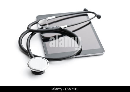 stethoscope and computer tablet on white background Stock Photo - Alamy