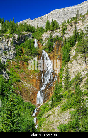 waterfall in south fork teton river basin along the rocky mountain front on trail to headquarters creek pass near choteau, montana Stock Photo